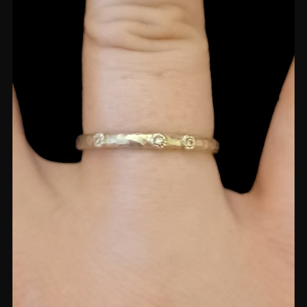 ATI 925 Sterling Silver Hammered CZ Size 8.75 Band Ring